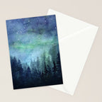 Watercolor Galaxy Nebula Northern Lights Painting Stationery Card Gallery Image 2