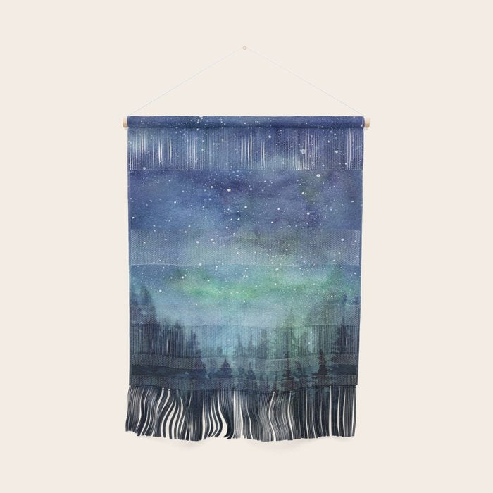 Watercolor Galaxy Nebula Northern Lights Painting Wall Hanging Gallery Image 1