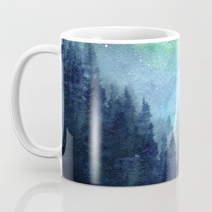 Watercolor Galaxy Nebula Northern Lights Painting Coffee Mug Gallery Image 3