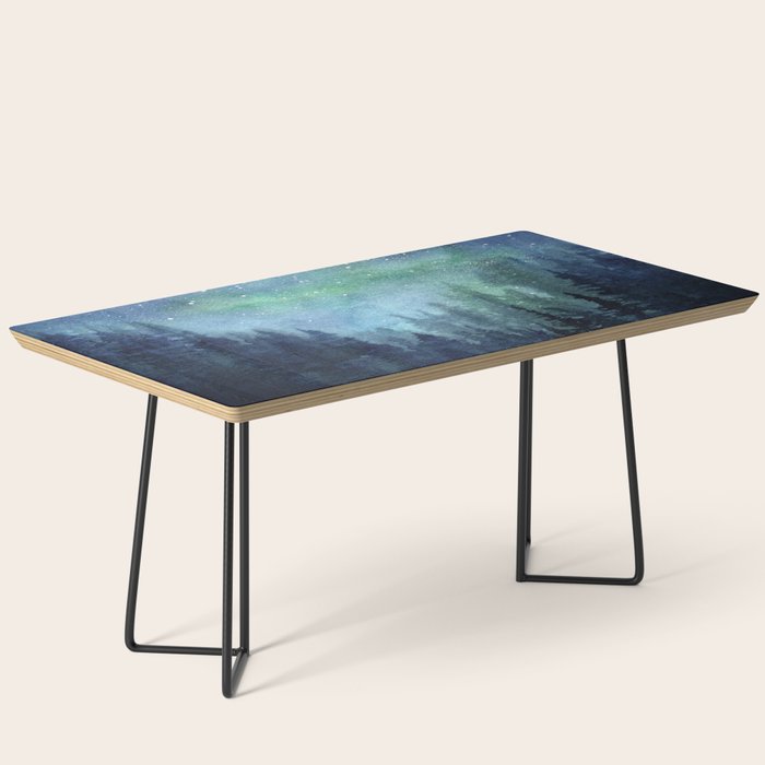 Watercolor Galaxy Nebula Northern Lights Painting Coffee Table Gallery Image 1