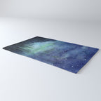 Watercolor Galaxy Nebula Northern Lights Painting Rug Gallery Image 3
