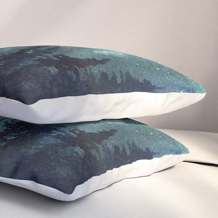 Watercolor Galaxy Nebula Northern Lights Painting Pillow Sham Gallery Image 3