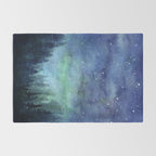 Watercolor Galaxy Nebula Northern Lights Painting Rug Gallery Image 2