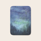 Watercolor Galaxy Nebula Northern Lights Painting Bath Mat Gallery Image 1