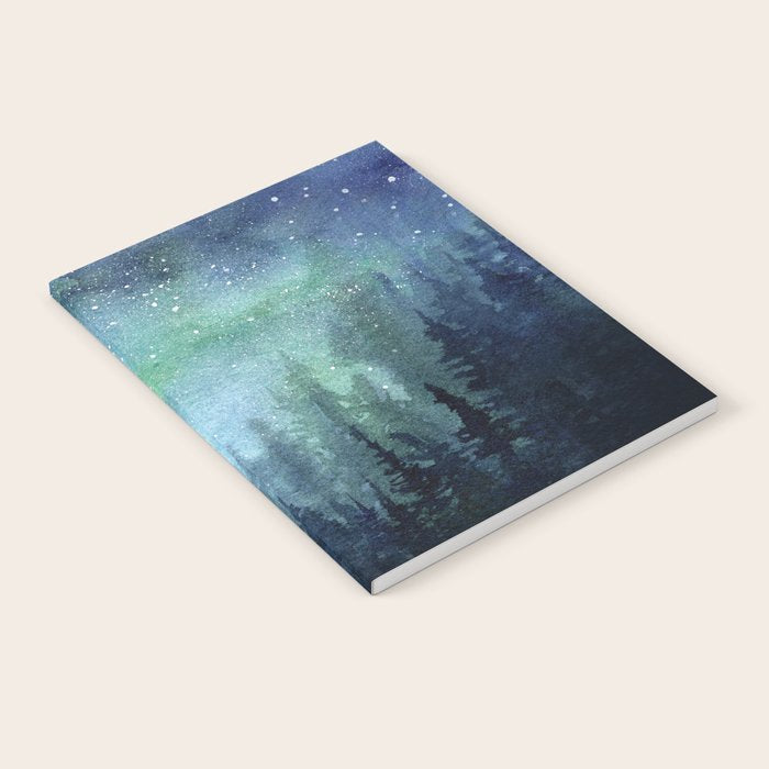 Watercolor Galaxy Nebula Northern Lights Painting Notebook Gallery Image 2