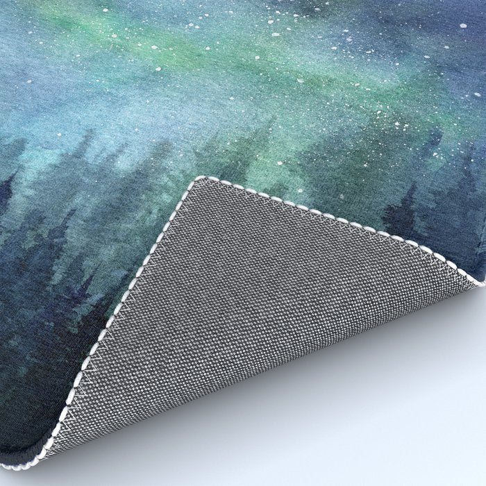 Watercolor Galaxy Nebula Northern Lights Painting Rug Gallery Image 4