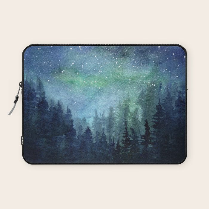 Watercolor Galaxy Nebula Northern Lights Painting Laptop Sleeve Gallery Image 1