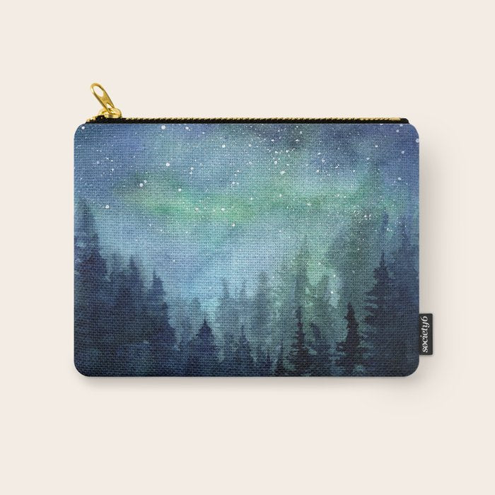 Watercolor Galaxy Nebula Northern Lights Painting Carry All Pouch