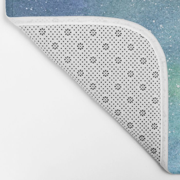 Watercolor Galaxy Nebula Northern Lights Painting Bath Mat Gallery Image 2