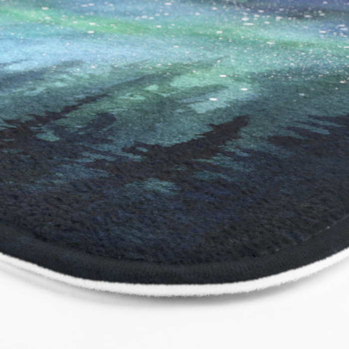 Watercolor Galaxy Nebula Northern Lights Painting Bath Mat Gallery Image 3