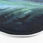 Watercolor Galaxy Nebula Northern Lights Painting Bath Mat Gallery Image 3