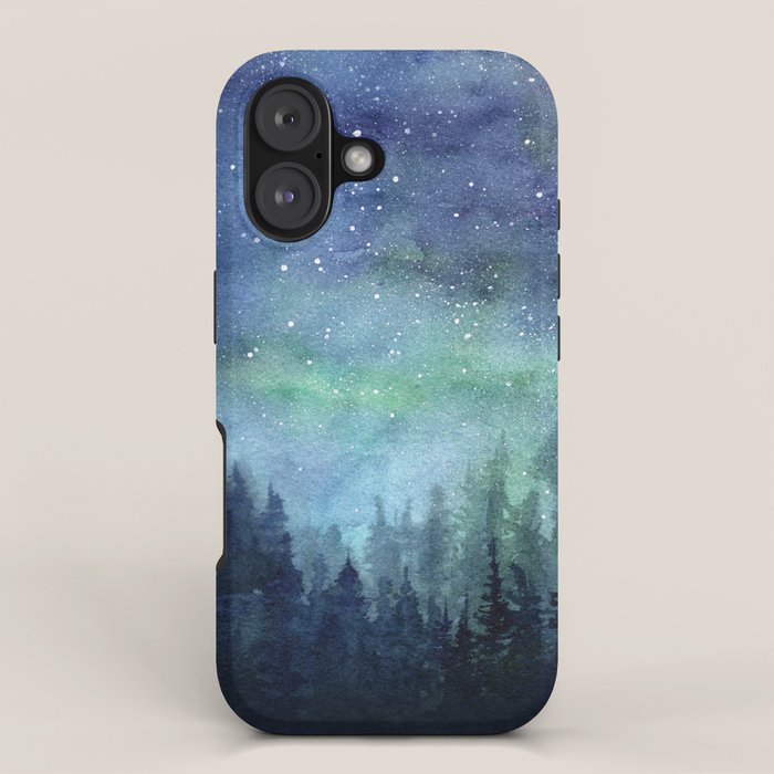 Watercolor Galaxy Nebula Northern Lights Painting iPhone Case Gallery Image 1