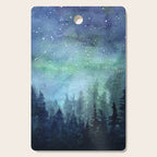 Watercolor Galaxy Nebula Northern Lights Painting Cutting Board Gallery Image 1