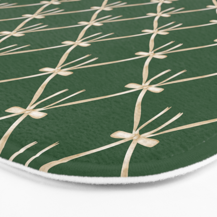 Bows & Ribbons Pattern XXV Dark Forest Green Bath Mat Gallery Image 3