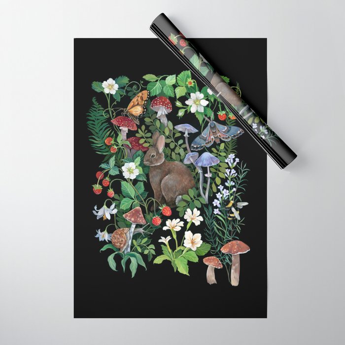 Rabbit and Strawberry Garden Wrapping Paper Gallery Image 1
