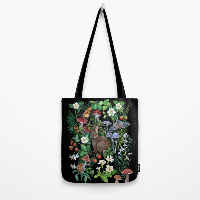 Rabbit and Strawberry Garden Tote Bag Gallery Image 2