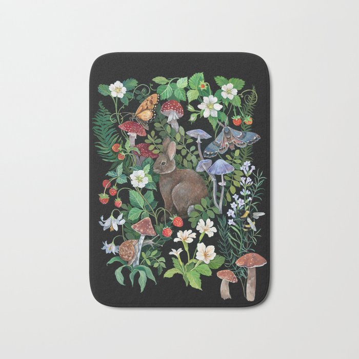 Rabbit and Strawberry Garden Bath Mat Gallery Image 1