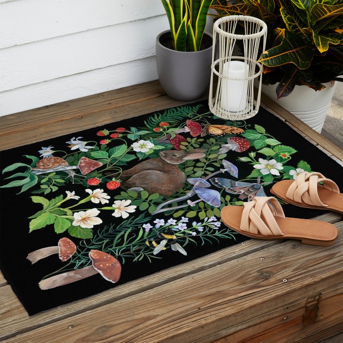 Rabbit and Strawberry Garden Outdoor Rug Gallery Image 2