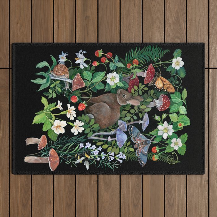 Rabbit and Strawberry Garden Outdoor Rug Gallery Image 1