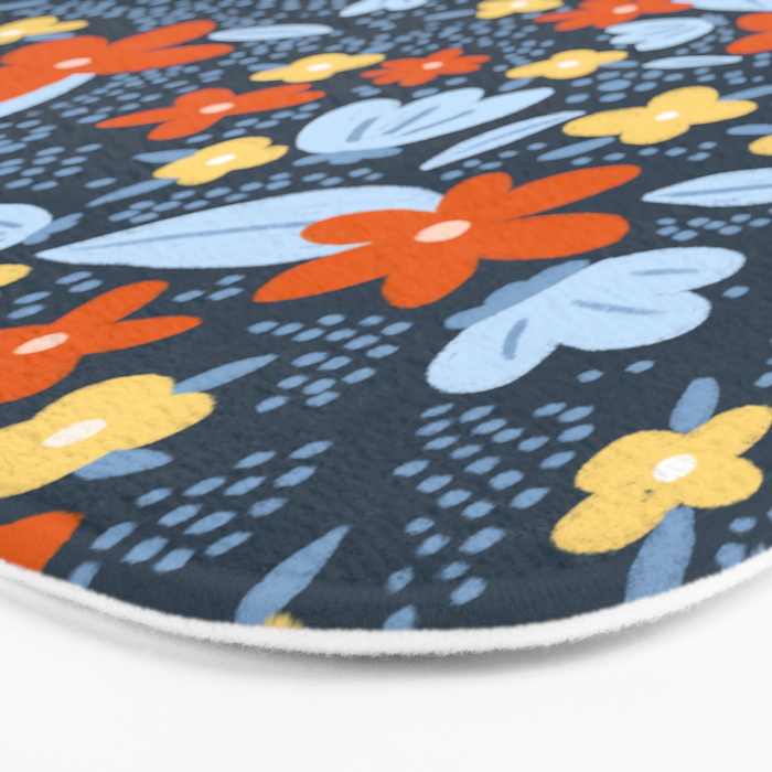 Red and yellow flowers pattern Bath Mat Gallery Image 3