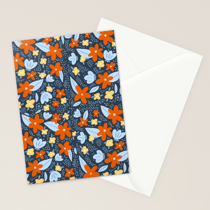 Red and yellow flowers pattern Stationery Card Gallery Image 2