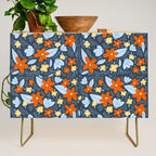 Red and yellow flowers pattern Credenza Gallery Image 1