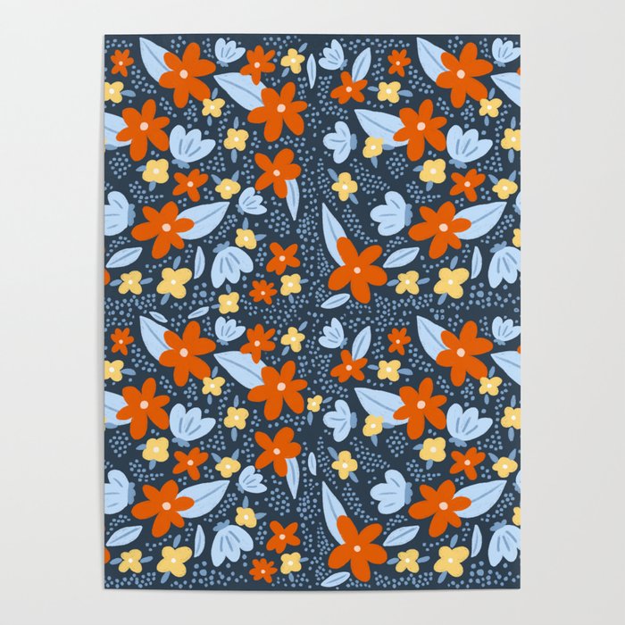 Red and yellow flowers pattern Poster Gallery Image 4