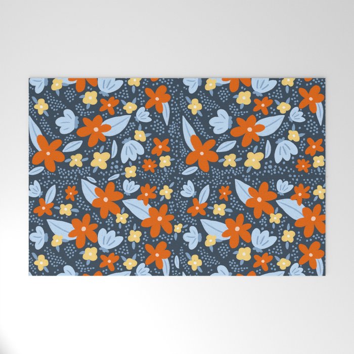 Red and yellow flowers pattern Welcome Mat Gallery Image 1