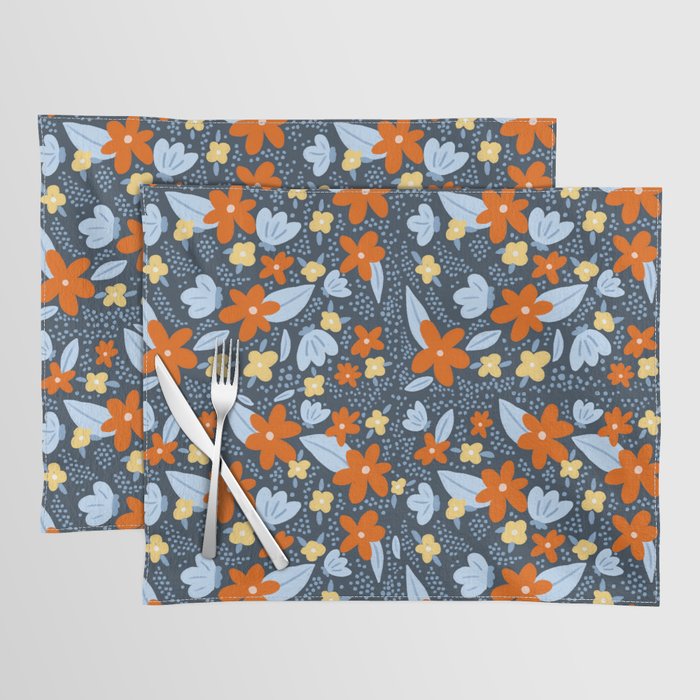 Red and yellow flowers pattern Placemat Gallery Image 1