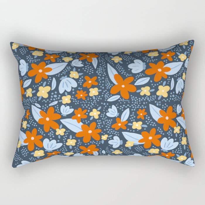 Red and yellow flowers pattern Rectangular Pillow Gallery Image 2