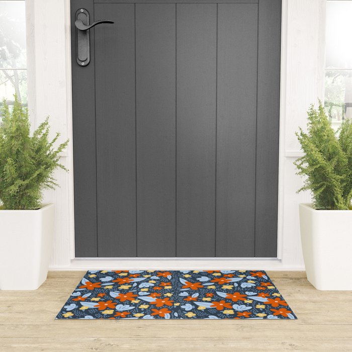 Red and yellow flowers pattern Welcome Mat Gallery Image 3