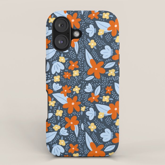 Red and yellow flowers pattern iPhone Case Gallery Image 1