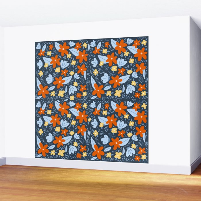 Red and yellow flowers pattern Wall Mural Gallery Image 2