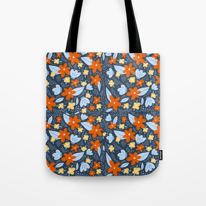 Red and yellow flowers pattern Tote Bag Gallery Image 1