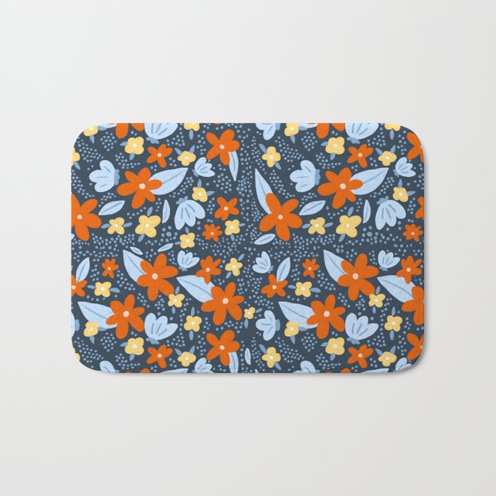 Red and yellow flowers pattern Bath Mat Gallery Image 1