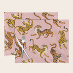 Bengal tigers and leopards on pink background Placemat Gallery Image 1