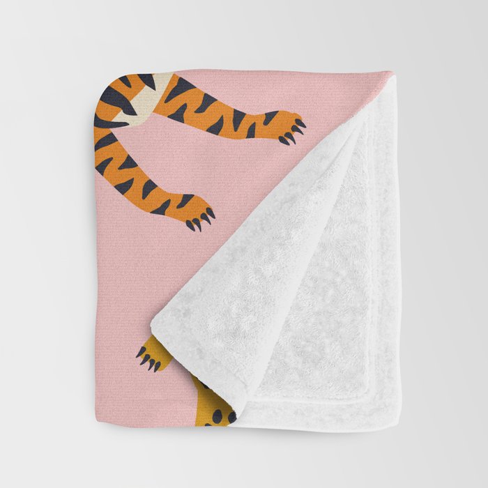 Bengal tigers and leopards on pink background Throw Blanket Gallery Image 3