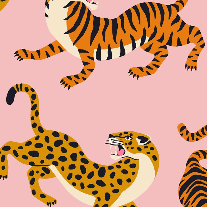 Bengal tigers and leopards on pink background Coffee Mug Gallery Image 2