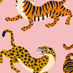 Bengal tigers and leopards on pink background Coffee Mug Gallery Image 2