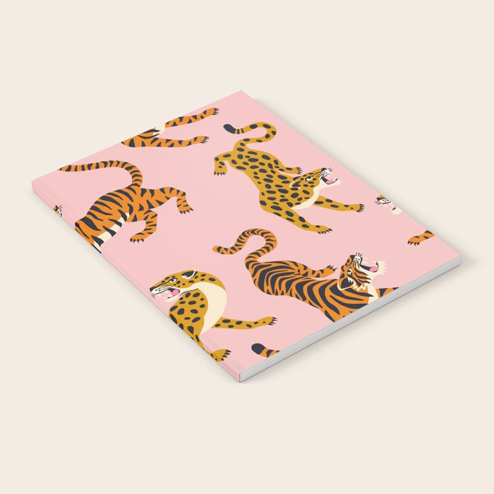 Bengal tigers and leopards on pink background Notebook Gallery Image 2