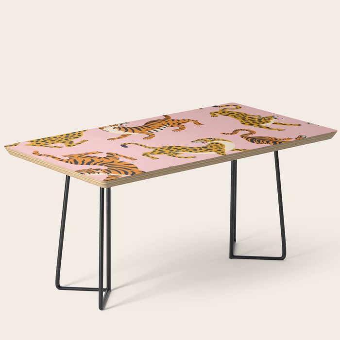 Bengal tigers and leopards on pink background Coffee Table Gallery Image 1