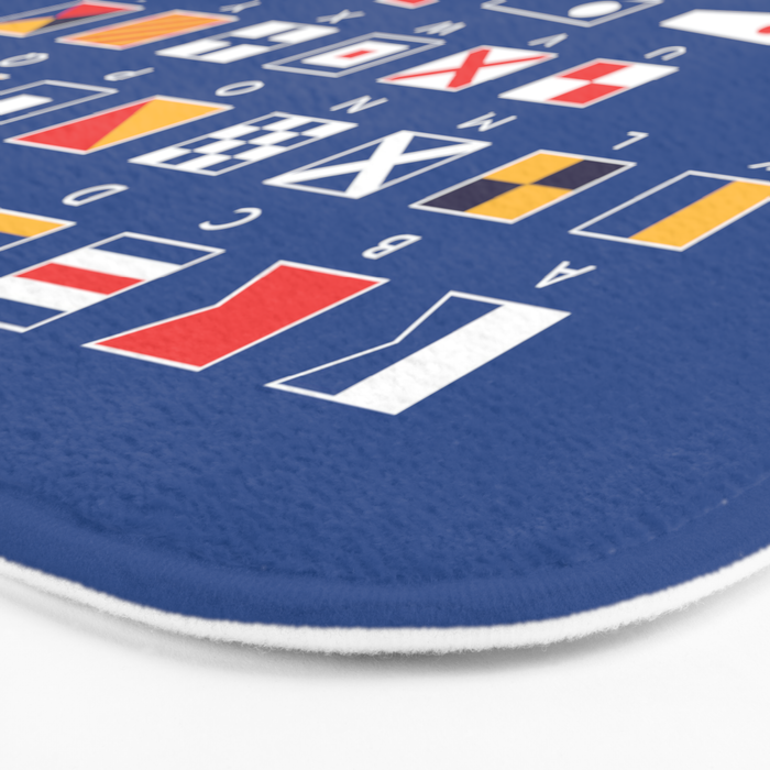 Maritime Nautical Signal Flags Chart - Navy Bath Mat Gallery Image 3