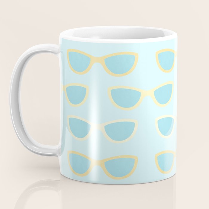 Yellow and blue retro sunglasses Coffee Mug Gallery Image 3