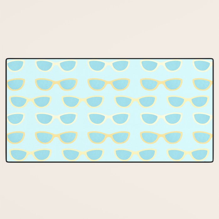 Yellow and blue retro sunglasses Desk Mat Gallery Image 3