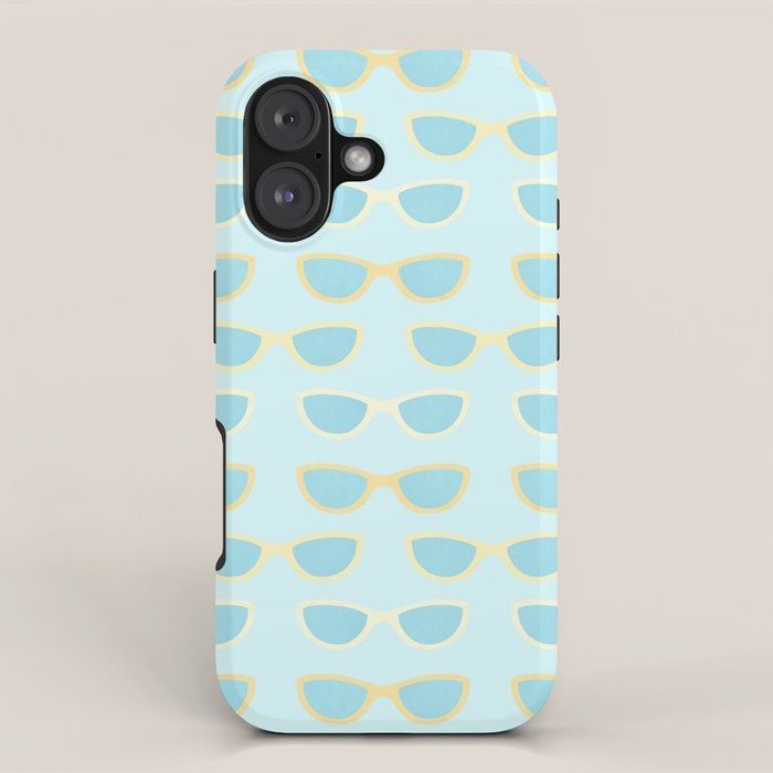 Yellow and blue retro sunglasses iPhone Case Gallery Image 1