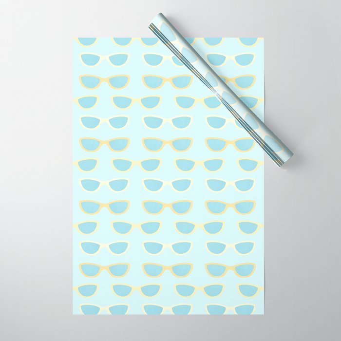 Yellow and blue retro sunglasses Wrapping Paper Gallery Image 1