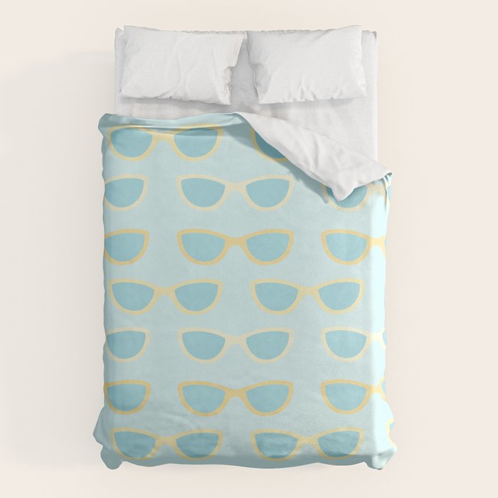 Yellow and blue retro sunglasses Duvet Cover Gallery Image 6