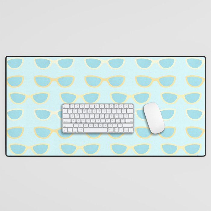 Yellow and blue retro sunglasses Desk Mat Gallery Image 1