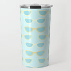 Yellow and blue retro sunglasses Travel Mug Gallery Image 1
