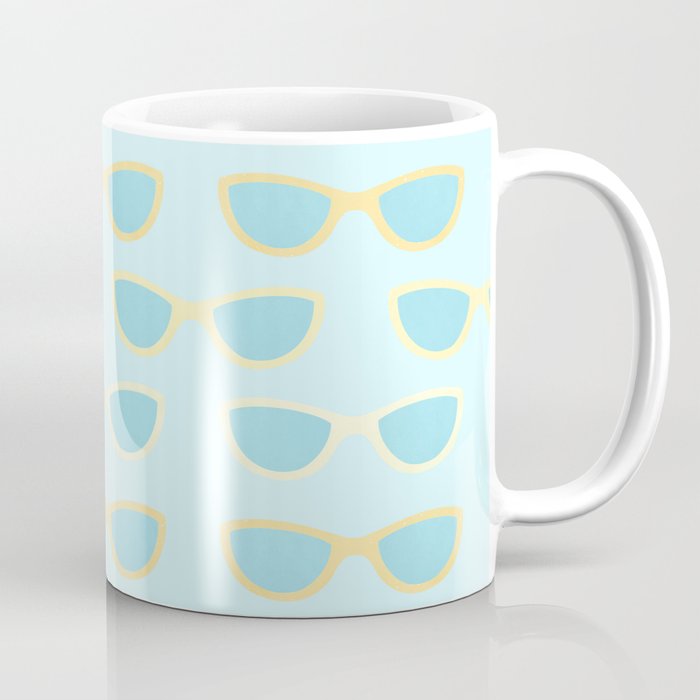 Yellow and blue retro sunglasses Coffee Mug Gallery Image 1
